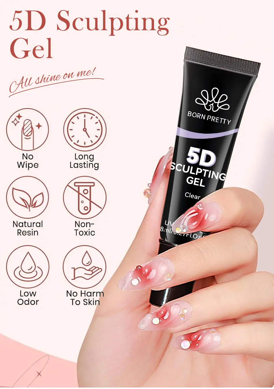 BORN PRETTY 8ml Clear 5D Sculpting Gel Multifunction