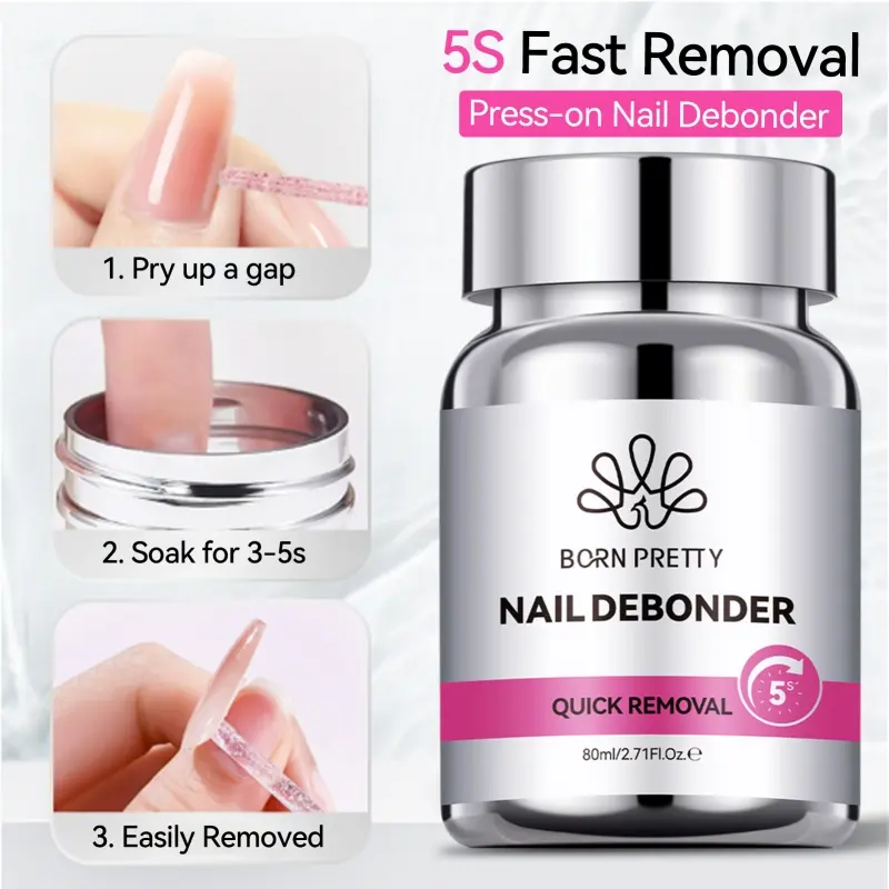BORN PRETTY 80ml 5s Quick Removal Immersion Press-on Nail Debonder for Nail Tips Glue